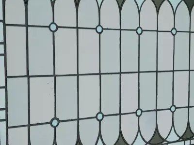 English Stained Glass Window Old Painted White Frame Low-poly 3D model