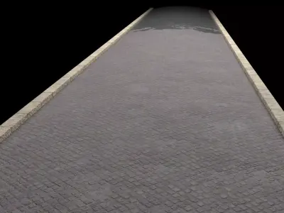 Aspalt and paving low poly street  Low-poly 3D model