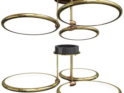 Metal Ring Shaped Suspended Lighting  Low-poly 3D model