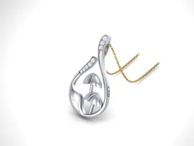 Pendants STL OBJ FBX Renders Details gold pendant with diamonds 3D print model