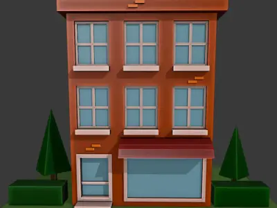 Low poly Building brick Low-poly 3D model