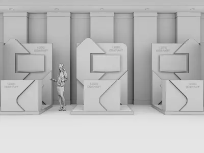 Corporate Exhibition Booth 2x2  Stand Display with TV Screen  3D model