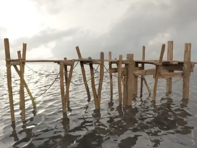 Wood Pier Low-poly 3D model