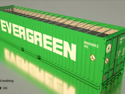 Shipping Container 40ft Open Top rigged 3D model