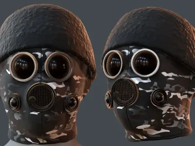 Gas mask helmet 3d model scifi Low-poly  Low-poly 3D model