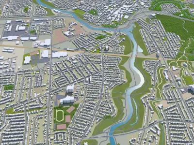 Saint Catharines Ontario Canada 25km Low-poly 3D model