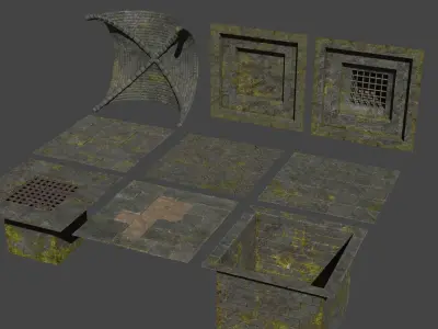 Modular Classic dungeon Low-poly 3D model