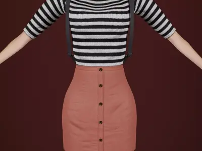Woman fashion outfit v6 3D model