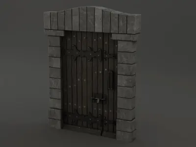 Medieval Door Double Bolt Latch Door 3D Model Low-poly 3D model