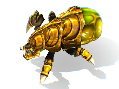 Animated Green Flea Monster Bug Low-poly 3D model