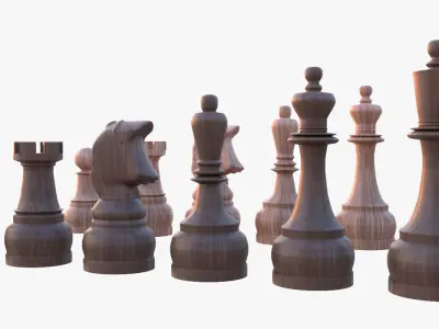 Chess Set Pieces Low-poly 3D model