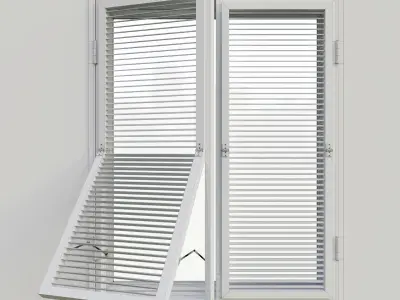 Shutters 6 open window with slats 3D model