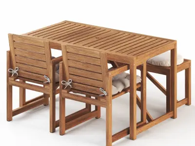 NAMMARO Table 2 chairs and bench IKEA 3D model