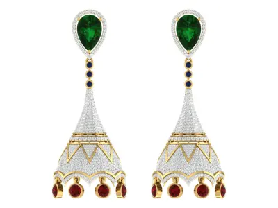 Yellow gold diamond earring-EZ ER-16 3D print model