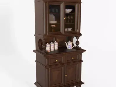 Sideboard cabinet with glass doors 3D model