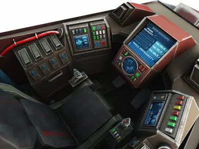 SPACE FIGHTER Game Ready With Cockpit Low-poly 3D model