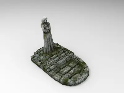 Shrine Lady With Goose Low-poly 3D model