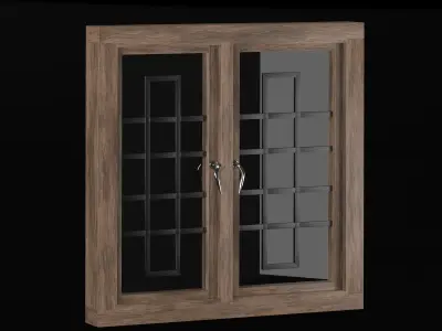 Wooden windows 3D model