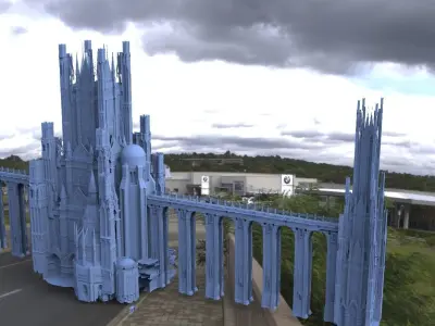 Dracula Castle towers with Bridge 3D model