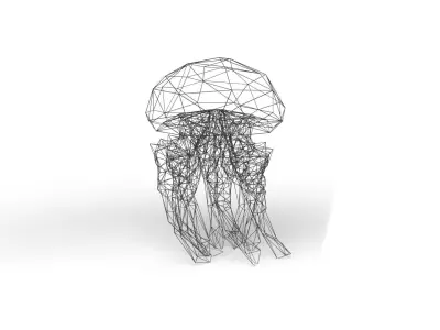 Jellyfish Wireframe Low-poly 3D model