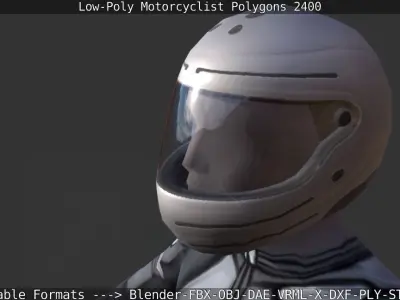 Lowpoly Motorcyclist man in motorcycle suit Low-poly 3D model