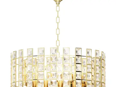 Diora pendant chandelier made of metal and crystal 3D model