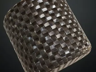 Polished Woven Checkerboard Metal Mesh PBR Seamless Texture