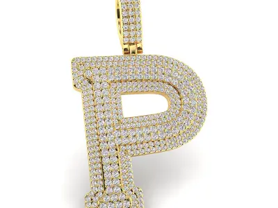 Alphabet Latter P Diamond Pendent 3D print model