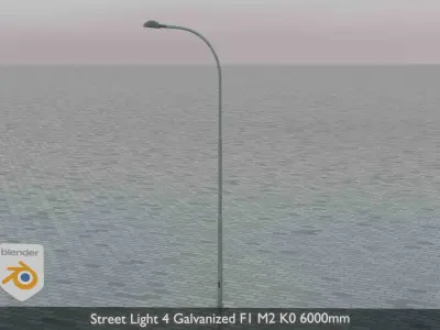 Street Light 4 Galvanized F1 M2 K0 6000mm  Low-poly 3D model