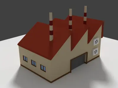 Low Poly Cartoon Factory 5 Low-poly 3D model