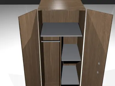 cupboard low poly wooden door 3D model