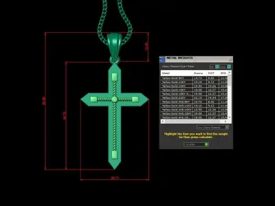 High Cross Pendant Light Gold 18K 4CP097 3D print model