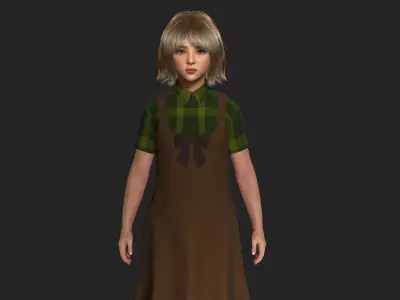 AAA 3D REALISTIC HUMAN CHARACTER - EUROPEAN LITTLE GIRL KIDS  Low-poly 3D model