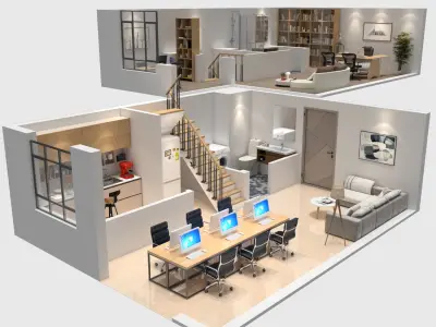 duplex Office apartment floorplan 2 3D model