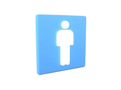 Boy Washroom Icon v1 001 Low-poly 3D model