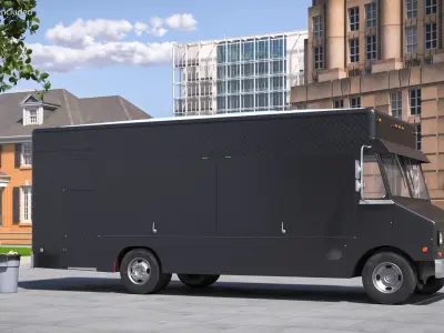  Fast Food Delivery Vehicle Black Simplified 