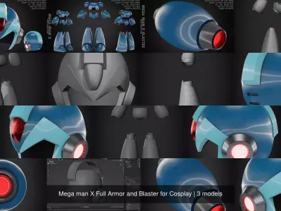 Mega man X Full Armor and Blaster for Cosplay 3D Model Pack
