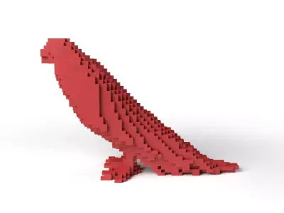 Parrot Minecraft Voxel Low-poly 3D model
