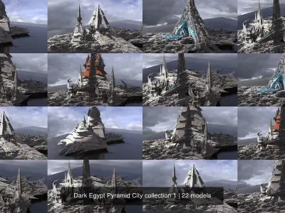 Dark Egypt Pyramid City collection 1 3D Model Pack
