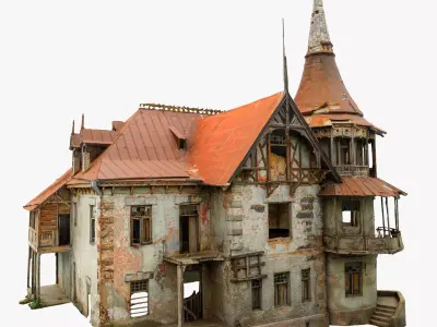 Abandoned House Victorian Manor Ruined Mansion Low-poly 3D model