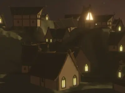 Elf Village houses pack Low-poly 3D model