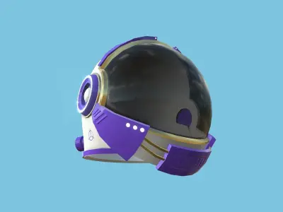 Astronaut Helmet 04 - Purple Gold - Character Design Fashion Low-poly 3D model