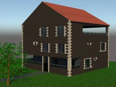 village house  Low-poly 3D model