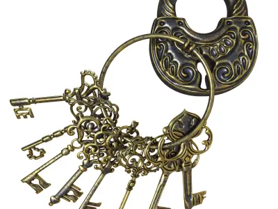 Vintage key chain 3D model