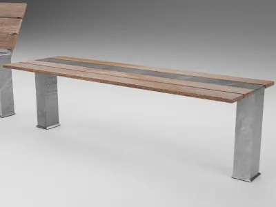 Bench Bank Street Low-poly 3D model