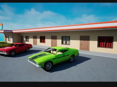 Stylized Motel Low-poly 3D model