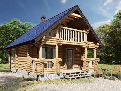 3D model of a wooden bathhouse 3D model