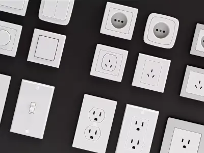 Power outlets and Lights Switches Pack Low-poly 3D model