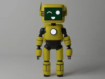 Robot Cute Yellow 3D Toy Model Low-poly 3D model