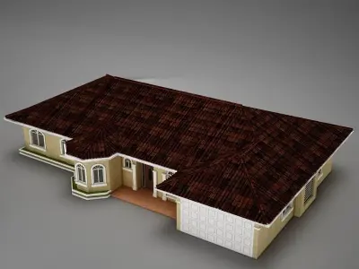 Red Latin Hacienda Modern Villa 3D model 3D model